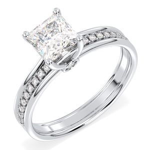 Anillos solitarios de moissanita de 1.56 quilates con corte princesa en oro sólido de 14K de REYES, gran oferta, para mujer, regalo de aniversario personalizado, joyería fina. - Product Image 1