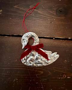 Golden Rabbit Metal Ornament With Pink Ribbon Traditional Handicraft Decor - Product Image 4