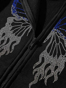 Sweats à capuche pour femmes entièrement personnalisés avec strass, style parfait, anti-rides, respirants, à prix abordable, légers. - Product Image 5