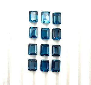 Topacio Azul de Londres Natural, Corte Octogonal, Piedras Sueltas de 7mm y 9mm, Topacio Azul Facetado, Venta al Por Mayor para Fabricación de Joyería en India - Product Image 5