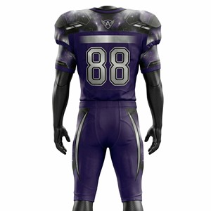 Wholesale Premium Men's American Football Uniform Set Sublimated Galaxy Purple Jersey & <b>Padded</b> Pants Breathable Mesh - Product Image 6