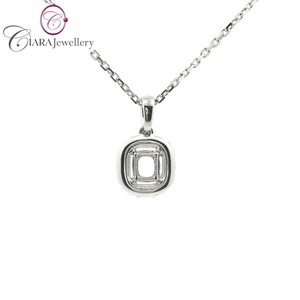 Vente en gros de style classique simple halo 18 carats au750 or blanc véritable diamant naturel en forme de coussin 6X5MM cadeau en or avec pendentif à ajustement central - Product Image 3
