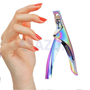 <b>Professional</b> Rainbow Titanium Coated Stainless Steel <b>Nail</b> <b>Clippers</b> for Finger Acrylic <b>Nails</b> and False <b>Nail</b> Tips - Product Image 5