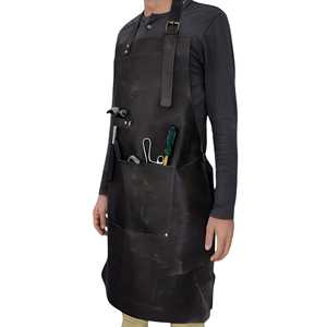 High Quality Leather <b>Apron</b> for Barista Chef <b>BBQ</b> Grill Durable Cowhide <b>Apron</b> with Pockets OEM ODM Bulk Supply LPN-0289 - Product Image 2