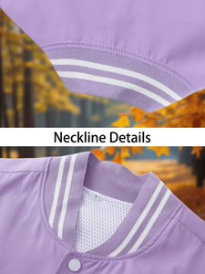 Customizable Casual Winter Baseball Jacket Striped/Solid Front Add Your Team/Couple/Fan Group Quick Dry Windproof <b>Fleece</b> - Product Image 2