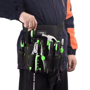 Heavy-Duty <b>Tool</b> <b>Belt</b> With Multiple Pockets Black And Orange <b>Tools</b> Organizer Waist Bag For Electricians And Mechanics - Product Image 6