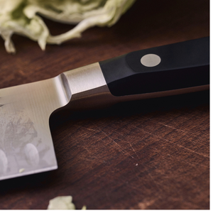 Couteaux de cuisine Santoku en acier inoxydable à surface alvéolée avec manche noir profilé à trois rivets pour hacher le chou, trancher les légumes et la préparation culinaire - Product Image 3
