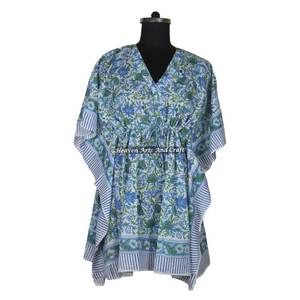 African Women Evening Gown Ethnic Dresses Women Short Kaftan Dresses KFCS153 Best Hand Block Print Manufacturing Women's Dress - Product Image 1