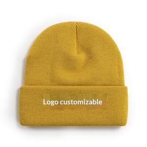 Ready Stock <b>Plain</b> Acrylic Beanie Solid Color Winter Warm Knitted Hat Unisex Dispatch Factory Direct Custom Beanie <b>Cap</b> With Logo - Product Image 2