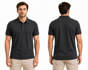 <b>Men</b> Dark Gray Heat-Transfer Printed <b>T</b>-<b>Shirt</b> Short Sleeve Collared Pullover Casual Golf Tennis Uniform Adults Front - Product Image 5