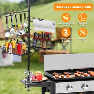 Accessori per barbecue: Griglia in acciaio al carbonio con porta rotoli di carta e 10 ganci (Antiruggine) - Product Image 1