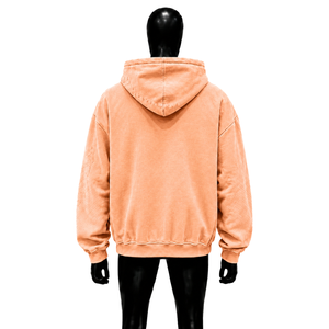 Peach Oversized Full Zip Hoodie Washed Vintage Heavyweight Streetwear Distressed Fleece Hooded Sweatshirt Wholesale Casual Autum - Product Image 2