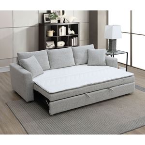 Sofá Seccional Convertible en Cama Connie Beige Boucle con 2 Cojines Decorativos, Sofás Cama Cómodos - Product Image 2