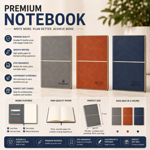 Carnet A5 en cuir PU de qualité supérieure avec porte-cartes gaufré, design fin, portable, idéal pour les voyages quotidiens et le bureau - Product Image 3