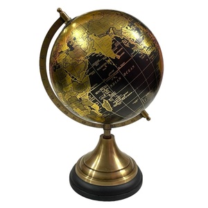 Globe terrestre vintage antique, ornement décoratif éducatif de bureau en métal rotatif traditionnel - Product Image 6