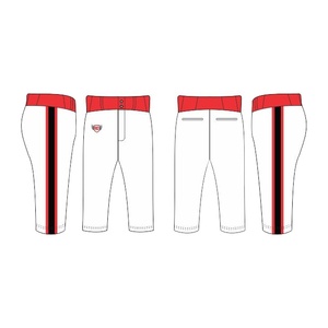 Pantalon de baseball personnalisé avec ceinture rouge et rayures latérales pour hommes et uniformes d'équipe de jeunes - Product Image 1