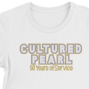 Sigma Gamma Rho <b>White</b> Cultured Pearl T-<b>Shirt</b> <b>Womens</b> <b>Short</b> <b>Sleeve</b> Crew Neck Casual Sorority Tee Custom Printed Apparel Wholesale - Product Image 3