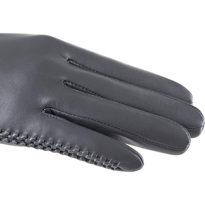 Guantes de cuero de moda premium para mujer con forro de angora y puntas de los dedos táctiles para el lujo del invierno - Product Image 2