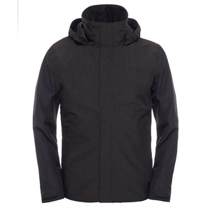 Men's Black Solid Stand Collar Hooded Puffer <b>Jacket</b> Windproof Zipper Closure Casual Winter Outerwear Regular Fit Polyester Shell - Product Image 3