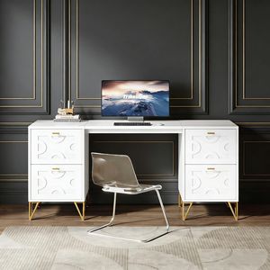 Scrivania Direzionale in Legno con Cassetti Portadocumenti per Ufficio Domestico - Product Image 5