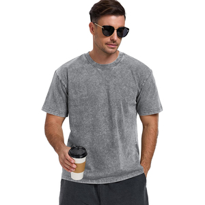 Streetwear <b>Grey</b> Color Men Acid Wash Polyester/Cotton Quick Dry Eco-Friendly <b>T</b>-<b>shirts</b> Wholesale Low Price Factory Made - Product Image 3