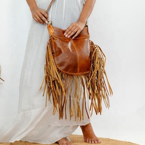New Best Seller Hand Tooled Leather Western Women Crossbody Purse Hair On Cowhide Fringe <b>Conceal</b> Carry Genuine Leather Handbag - Product Image 4