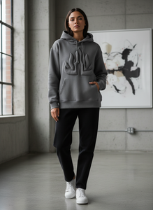 OEM Custom Logo 3D Puff Print Hoodie Heavyweight 500GSM Oversized Women Boxy Cropped Acid Wash Fleece Pullover Wholesale - Product Image 5