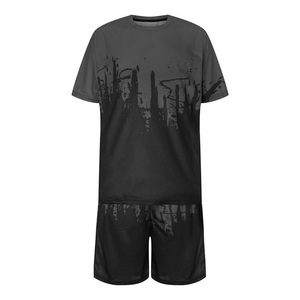 Prix de gros, logo personnalisé imprimé, ensemble d'été deux pièces, nouveau design, couleur unie, respirant, 100% coton, séchage rapide, pour hommes - Product Image 2