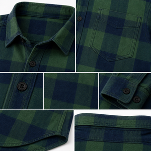 เสื้อเชิ้ตผ้าแฟลนเนลถักสำหรับผู้ชาย พรีเมียม แขนยาว ทรงปกติ ผ้าฝ้ายนุ่มสบาย ทันสมัย สีพื้น แห้งเร็ว ระบายอากาศได้ดี เหมาะสำหรับงานกลางแจ้ง - Product Image 5