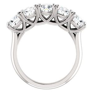 Anillo de Boda de Moissanita con Cinco Piedras de Corte Cojín, Plata de Ley 925, Apilable, Anillo de Aniversario Nupcial, Regalo de Lujo para Ella - Product Image 2