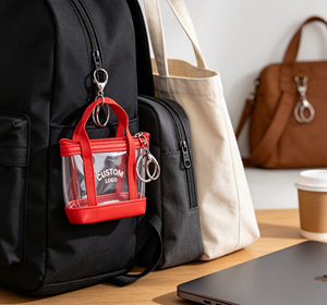 Mini sac fourre-tout en toile écologique pratique pour la promotion commerciale, avec porte-clés et pendentif à motif personnalisable, pour sac à main, sac à dos, cadeau - Product Image 5