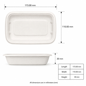 Barquette alimentaire rectangulaire en bagasse de 10 oz, jetable, compatible micro-ondes, biodégradable, écologique, compatible congélateur, pour fêtes - Product Image 5