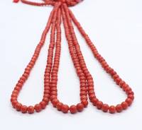 Perles rondes lisses en corail rouge naturel AAA, 4 mm, perles de corail rouge, 15 pouces, perles rondes en corail naturel pour la fabrication de bijoux