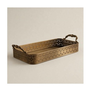 Plateau de service décoratif pour restaurant, café, maison, plateau en acier inoxydable, organisateur de table, plateau de rangement vintage - Product Image 5