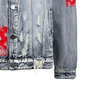 <b>Mens</b> Light Wash Denim <b>Jacket</b> With Ribbed Shoulder Detailing Slim Fit Casual Jean <b>Jacket</b> Wholesale - Product Image 4