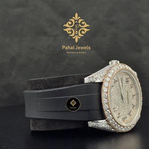 นาฬิกาข้อมือ Pahal Jewels รุ่น Unisex หรูหรา หน้าปัดเพชร ตัวเรือนสแตนเลสประดับโมอิสซาไนต์ กระจกแซฟไฟร์ ขนาด 40 มม. ระบบอนาล็อก กลไกอัตโนมัติ - Product Image 3