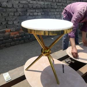 furniture style living room round modern Silver metal <b>legs</b> Modern Metal Side <b>Table</b> - Product Image 1