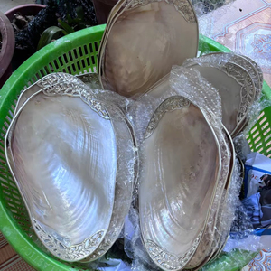 จานเปลือกหอยมุกขัดเงา ขนาด 22 ซม. งานฝีมือสุดหรู ของขวัญสุดพิเศษ ขายส่ง ราคาพิเศษ - Product Image 1