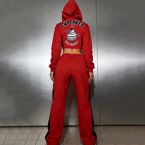 Sudadera con Capucha y Pantalones Cortos Personalizados para Mujer, Térmicos, Gruesos, 500 GSM 350 GSM, de Poliéster/Algodón, con Forro Polar, Bordados, Talla Grande - Product Image 4