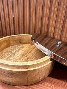 Bol de service en bois artisanal style campagnard incrusté FC-3279 0,4 kg pour usage hôtelier, en stock chez FAIZA CRAFT - Product Image 4