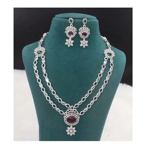 Ensemble de collier de travail en pierre AD en laiton de Style classique élégant pour femmes Occasions de fête d'anniversaire de mariage pendentifs de mode breloques - Product Image 3