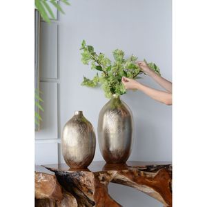 Vase en métal aluminium 8,5x8,5x18,5 avec rayures dorées 8,5x8,5x18,5 Vase en métal à rayures dorées - Product Image 6