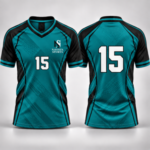 เสื้อฟุตบอลโพลีเอสเตอร์ 100% แบบแห้งเร็ว เป็นมิตรกับสิ่งแวดล้อม ป้องกันแบคทีเรีย พิมพ์ลายดิจิตอลแบบซับลิเมชั่นตามสั่ง ขายส่ง แบบใหม่ - Product Image 3