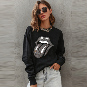 Women <b>Rhinestone</b> Sweatshirts Winter Street Pullover <b>Rhinestone</b> Sweat Shirts Women's Crew Neck Long Sleeve <b>Rhinestone</b> <b>Tops</b> - Product Image 2