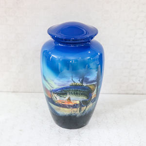 Urne funéraire et récipient à cendres en aluminium bleu océan de qualité supérieure pour adultes, pour conserver les cendres de proches, fournitures funéraires - Product Image 4