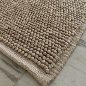 Tapis artisanal tissé à la main en laine avec bordure en boucle, antidérapant, adapté aux animaux domestiques, style scandinave, couleur unie, poils moyens, pour usage domestique - Product Image 4