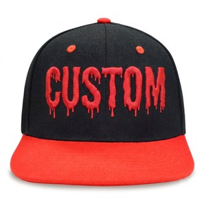 Gorra de Béisbol Personalizada con Bordado 3D Redrum, Gorra Snapback Bordada en Negro y Rojo, Estilo Hip Hop Urbano, Visera Plana para Hombre - Product Image 2