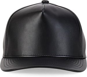 Custom PU Leather Baseball <b>Cap</b> Blank High Profile 5 Panel Snapback <b>Hat</b> OEM Streetwear Faux Leather <b>Cap</b> Wholesale - Product Image 2