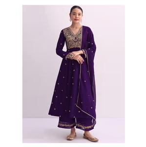 Traje Salwar de Alta Calidad Vichitra Blooming con Bordado Pesado en Viscosa, Hilos Múltiples, Zari y Lentejuelas - Product Image 1