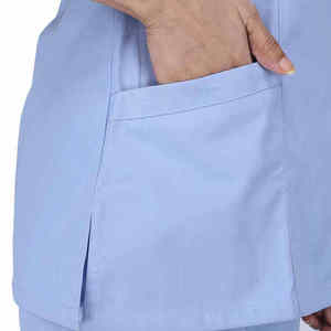 Ensemble de blouses médicales bleu clair pour femmes, en coton et polyester tissé, uniforme d'hôpital, pantalon, manches courtes, boutons sur le devant - Product Image 5